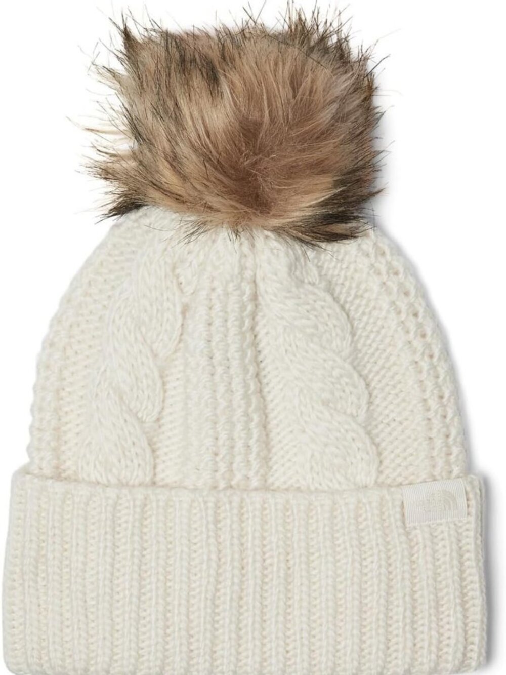 Cozy Women's Deep Fit Cuffed Winter Beanie with Oversized Faux-Fur Pom & Cable